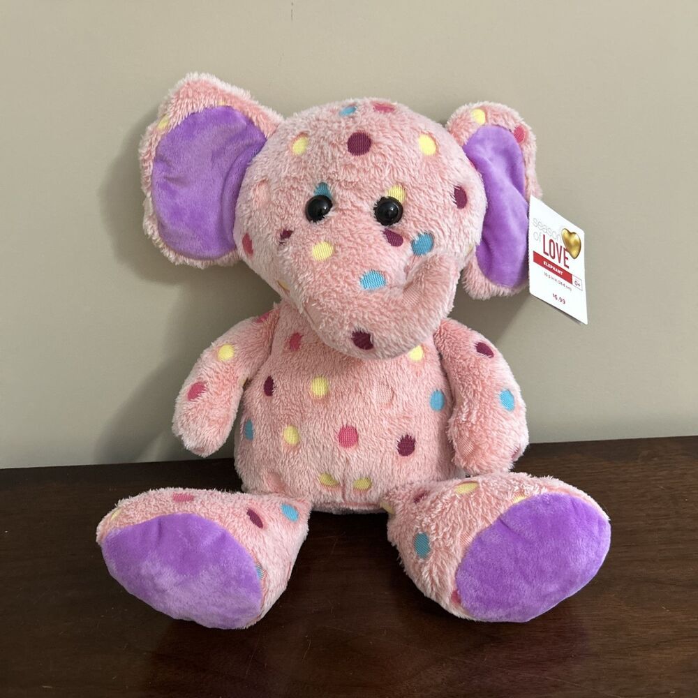 Walgreens Hug Fun Elephant Plush Pink Purple Polka dot 2017 w/ Tag!